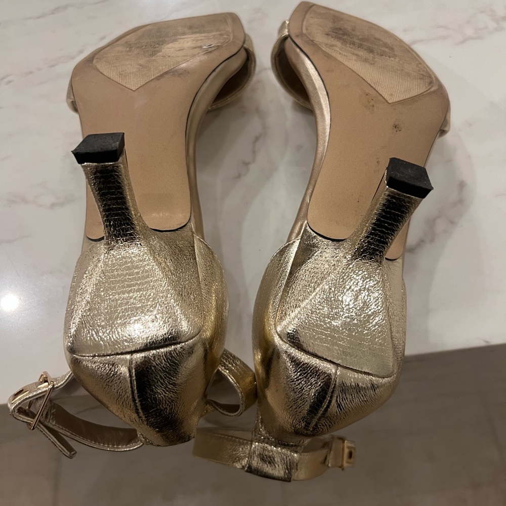Franco Sarto Metallic Gold Heeled Sandals - Picture 8 of 9